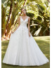 Ivory Lace Tulle Corset Back Elegant Wedding Dress